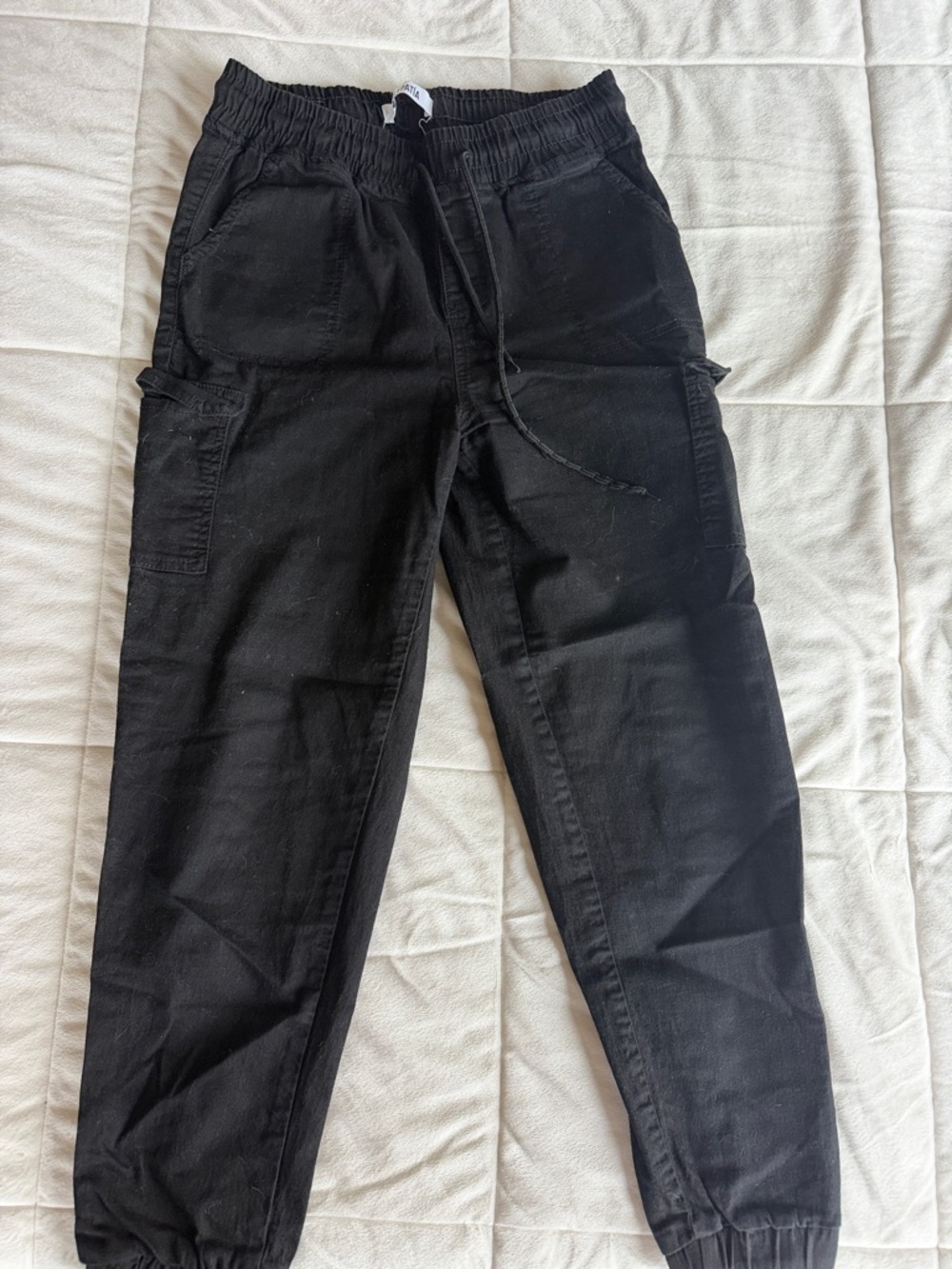 Black Drawstring Cargo Joggers